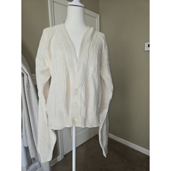 Vintage Cacharel V Neck Button Front Chunky Knit Sweater Women's XL - Picture 9 of 10